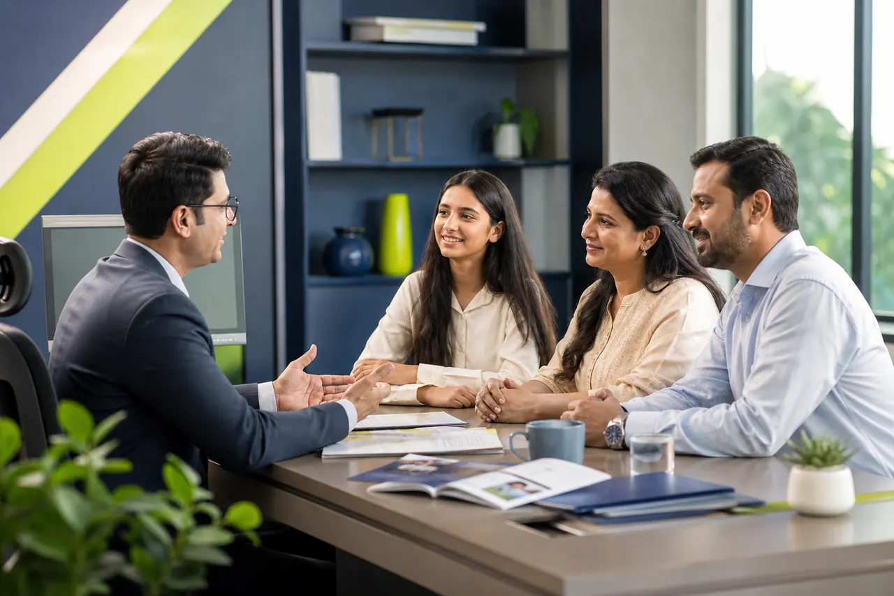 Parents and student in academic counselling at Rankridge